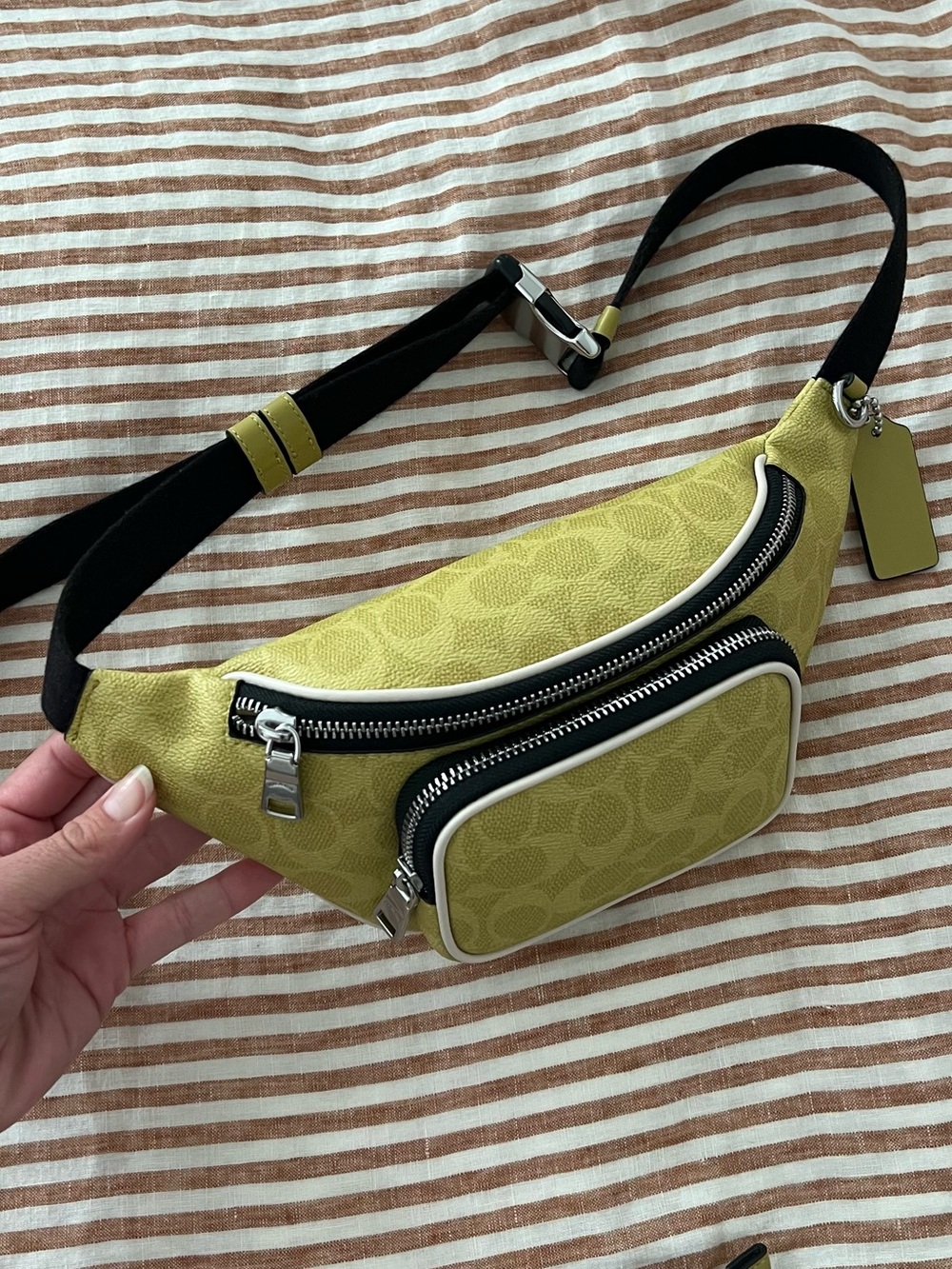 Coach Signature Lime Green/Chartreuse Belt Bag - Gorgeous Colorway
